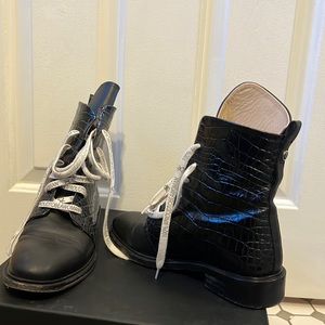 Josefinas of Portugal CrocBlack Combat Boots